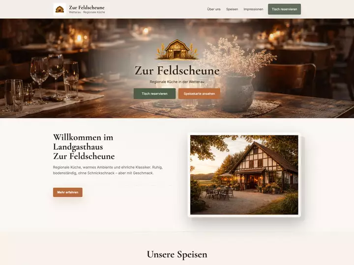 Landgasthaus Zur Feldscheune – Webdesign Referenz